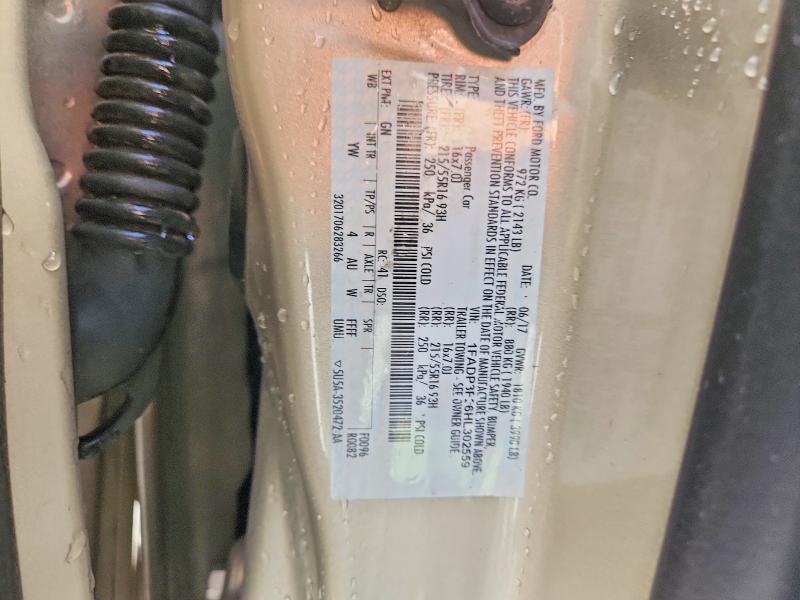 2017 Ford Focus მანქანა იყიდება აუქციონზე, vin: 1FADP3F26HL302559, აუქციონის ნომერი: 56271696