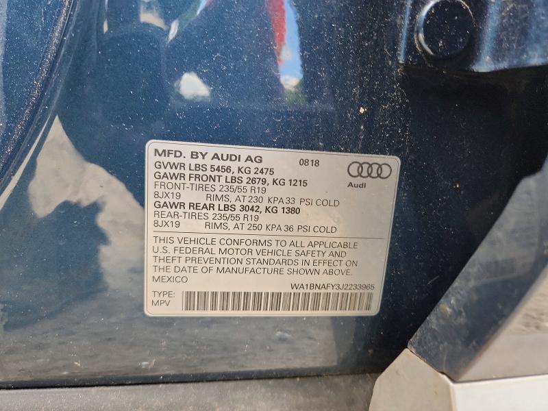 55898526 :رقم المزاد ، WA1BNAFY3J2233965 vin ، 2018 Audi Q5 مزاد بيع