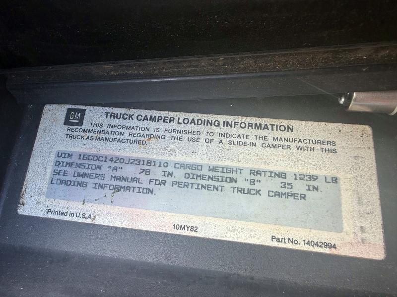 Aukcja sprzedaży 1988 Chevrolet Gmt-400, vin: 1GCDC14Z0JZ318110, numer aukcji: 55830446