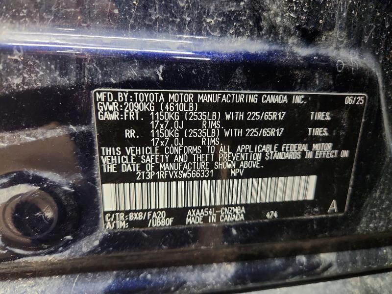58463656 :رقم المزاد ، 2T3P1RFVXSW566331 vin ، 2025 Toyota Rav4 مزاد بيع