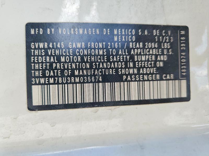 Продаж на аукціоні авто 2024 Volkswagen Jetta, vin: 3VWEM7BU3RM035674, номер лоту: 56461686