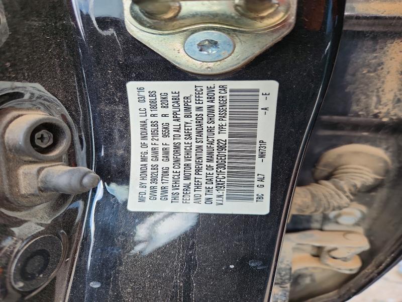 Aukcja sprzedaży 2016 Honda Civic, vin: 19XFC1F30GE019822, numer aukcji: 56832416