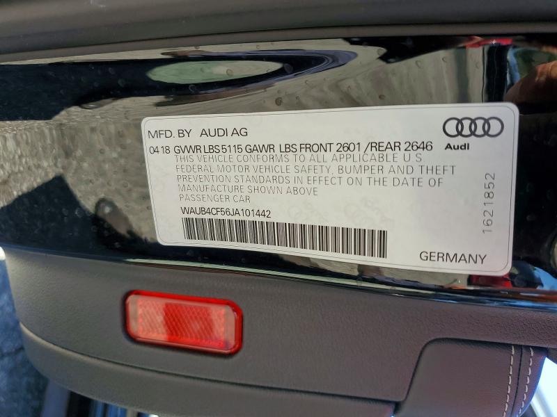 Aukcja sprzedaży 2018 Audi S5, vin: WAUB4CF56JA101442, numer aukcji: 57175056