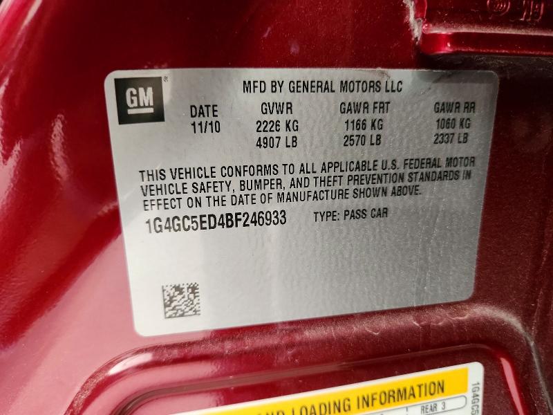 2011 Buick Lacrosse მანქანა იყიდება აუქციონზე, vin: 1G4GC5ED4BF246933, აუქციონის ნომერი: 56031366