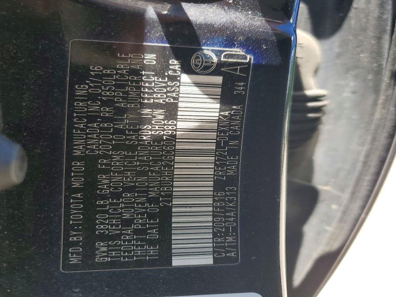 Aukcja sprzedaży 2016 Toyota Corolla, vin: 2T1BURHE2GC607986, numer aukcji: 57841746