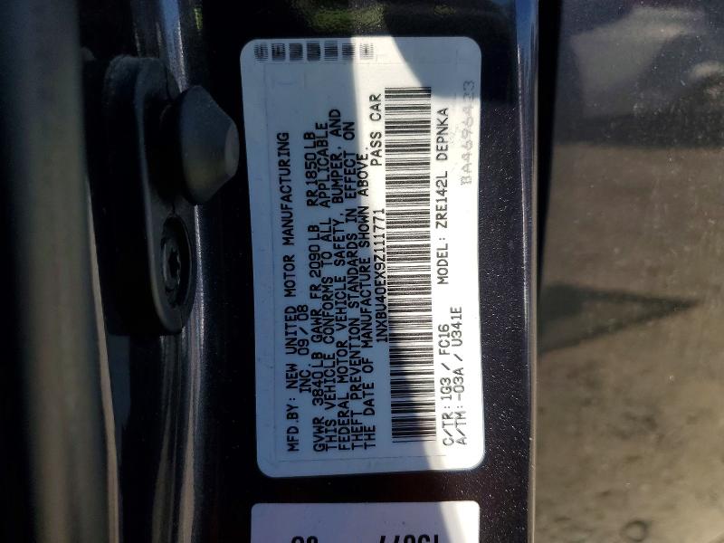 Auction sale of the 2009 Toyota Corolla, vin: 1NXBU40EX9Z111771, lot number: 55371386