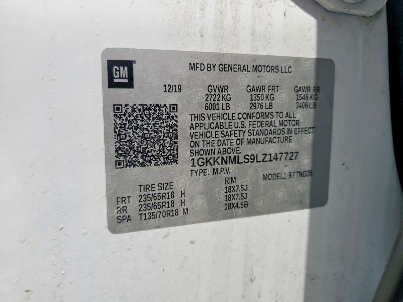 Aukcja sprzedaży 2020 Gmc Acadia, vin: 1GKKNMLS9LZ147727, numer aukcji: 59548096