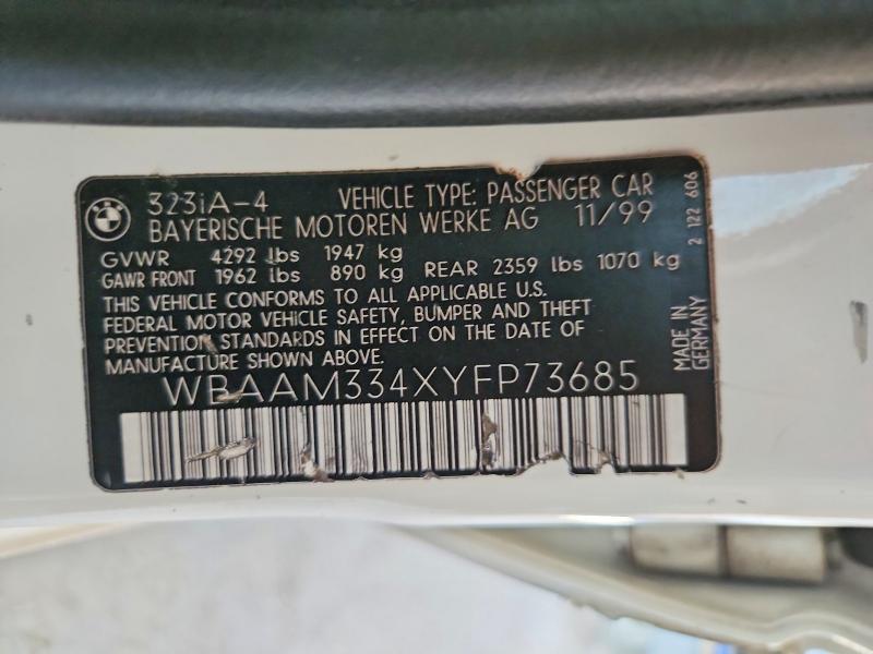 59372596 :رقم المزاد ، WBAAM334XYFP73685 vin ، 2000 Bmw 323 مزاد بيع