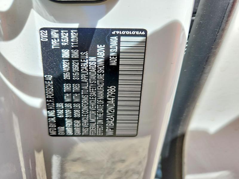 2022 Porsche Cayenne მანქანა იყიდება აუქციონზე, vin: WP1BA2AY2NDA47986, აუქციონის ნომერი: 57189356