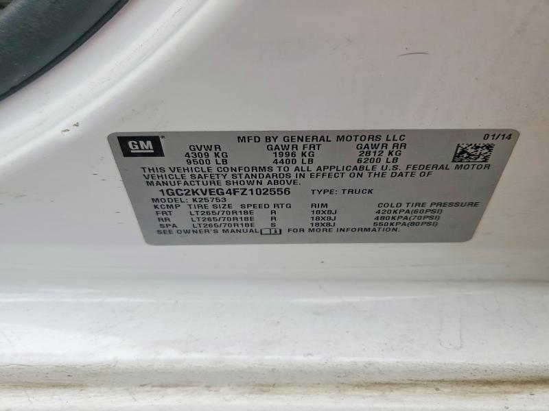 57265246 :رقم المزاد ، 1GC2KVEG4FZ102556 vin ، 2015 Chevrolet Silverado مزاد بيع