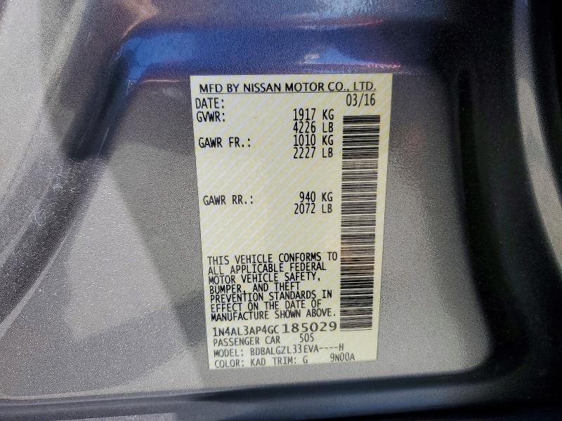Продажа на аукционе авто 2016 Nissan Altima, vin: 1N4AL3AP4GC185029, номер лота: 58833586