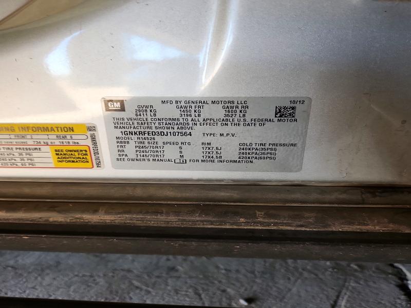 2013 Chevrolet Traverse მანქანა იყიდება აუქციონზე, vin: 1GNKRFED3DJ107564, აუქციონის ნომერი: 56264916