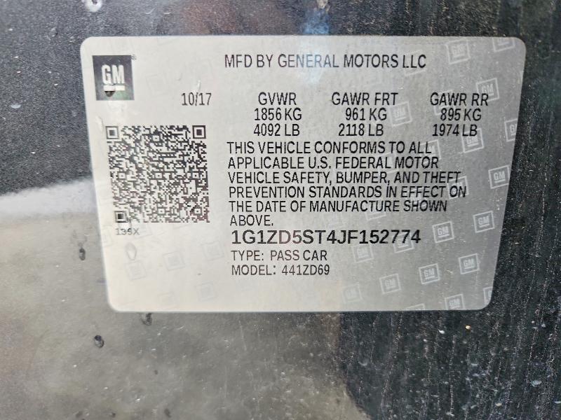 2018 Chevrolet Malibu მანქანა იყიდება აუქციონზე, vin: 1G1ZD5ST4JF152774, აუქციონის ნომერი: 55893036