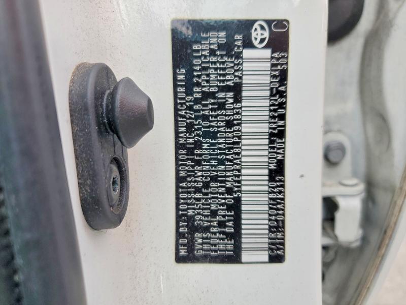 56191276 :رقم المزاد ، 5YFEPRAE8LP091836 vin ، 2020 Toyota Corolla مزاد بيع