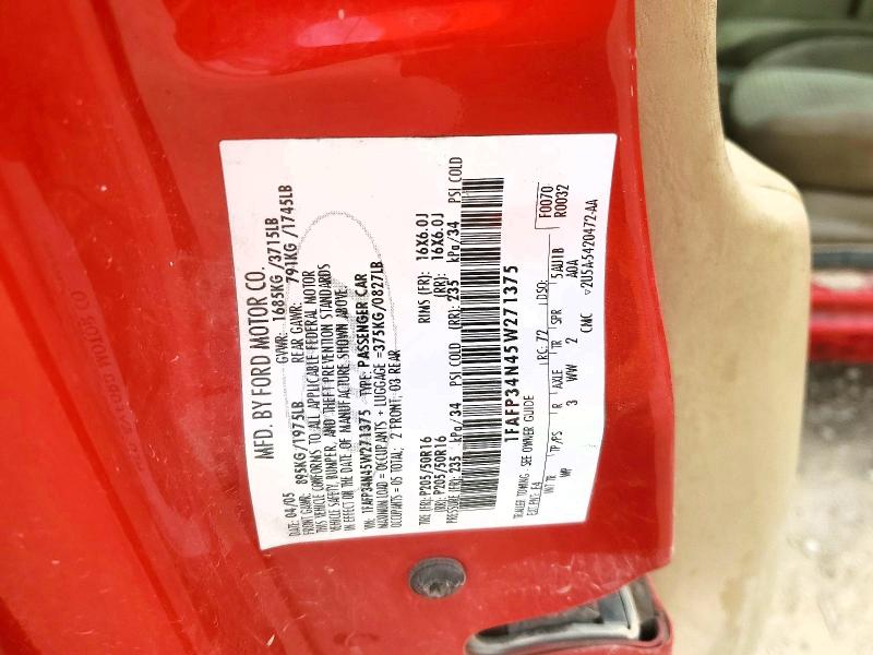 56138656 :رقم المزاد ، 1FAFP34N45W271375 vin ، 2005 Ford Focus مزاد بيع