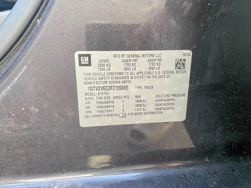 2015 Gmc Sierra მანქანა იყიდება აუქციონზე, vin: 1GTV2VEC2FZ189805, აუქციონის ნომერი: 58541086