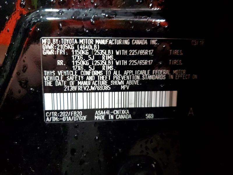 Aukcja sprzedaży 2018 Toyota Rav4, vin: 2T3BFREV2JW769385, numer aukcji: 58416906