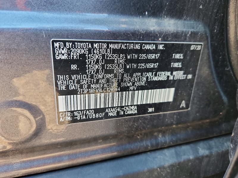 Aukcja sprzedaży 2020 Toyota Rav4, vin: 2T3P1RFV8LC128944, numer aukcji: 55648066