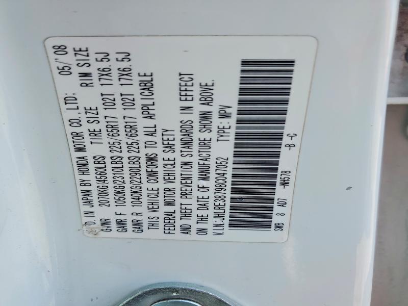 Aukcja sprzedaży 2008 Honda Cr-v, vin: JHLRE38798C047052, numer aukcji: 57470656