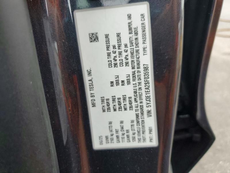 Продаж на аукціоні авто 2025 Tesla Model 3, vin: 5YJ3E1EA2SF035987, номер лоту: 56112276