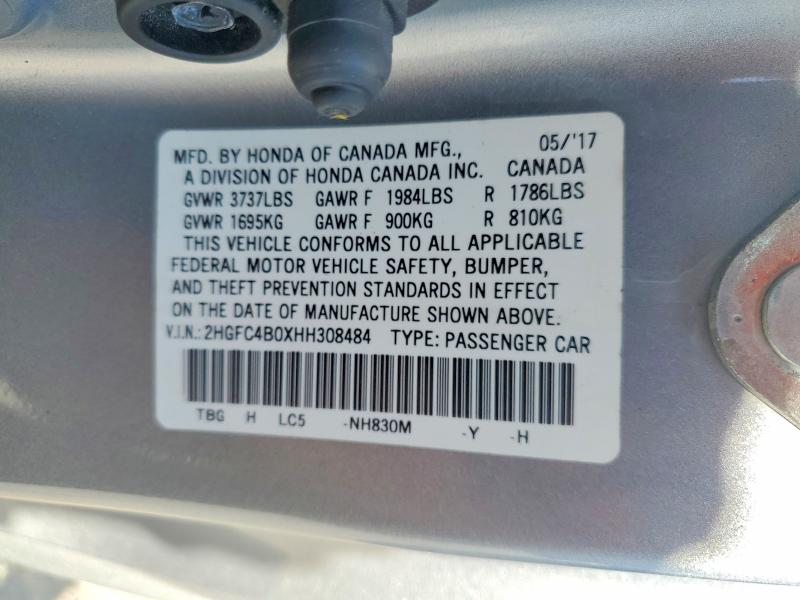 2017 Honda Civic მანქანა იყიდება აუქციონზე, vin: 2HGFC4B0XHH308484, აუქციონის ნომერი: 55215306