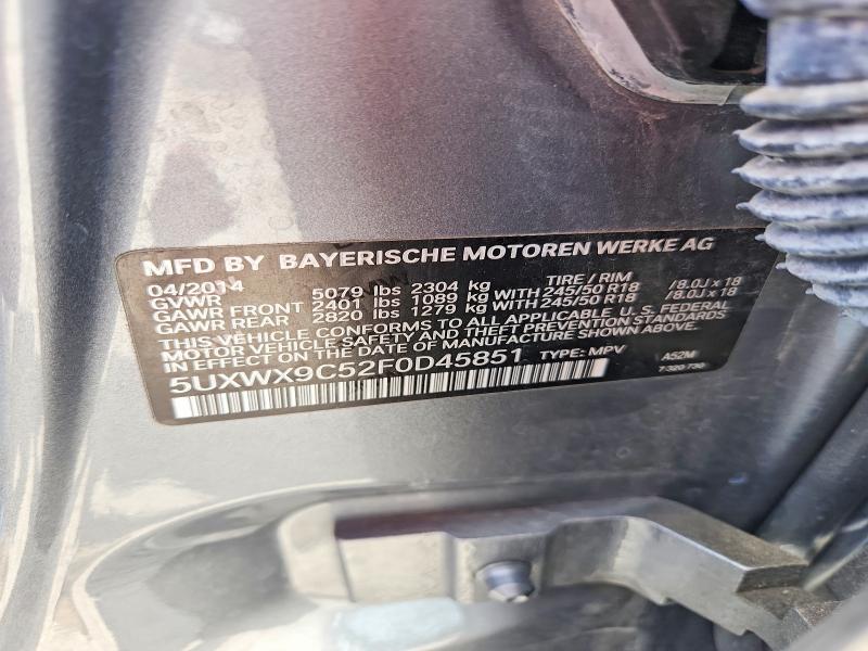 58378806 :رقم المزاد ، 5UXWX9C52F0D45851 vin ، 2015 Bmw X3 مزاد بيع