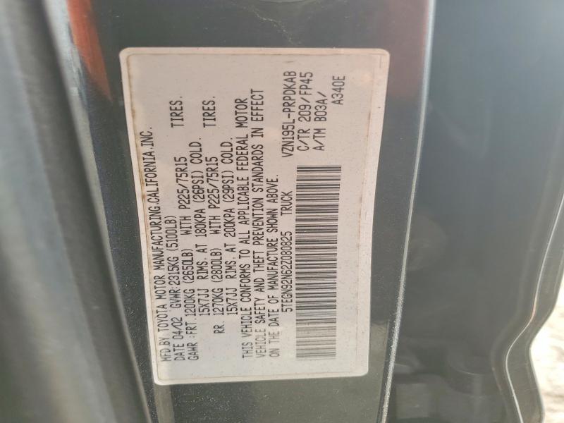 56332626 :رقم المزاد ، 5TEGN92N62Z080825 vin ، 2002 Toyota Tacoma مزاد بيع