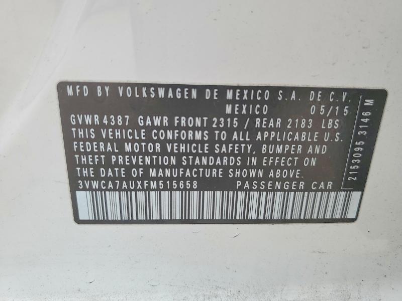 57376206 :رقم المزاد ، 3VWCA7AUXFM515658 vin ، 2015 Volkswagen Golf Sportwagen مزاد بيع