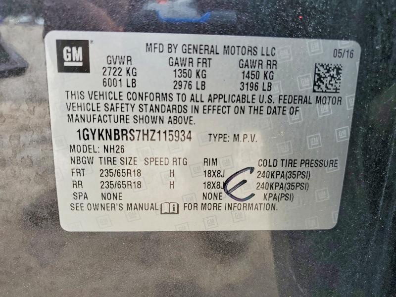 Продаж на аукціоні авто 2017 Cadillac Xt5, vin: 1GYKNBRS7HZ115934, номер лоту: 56447356