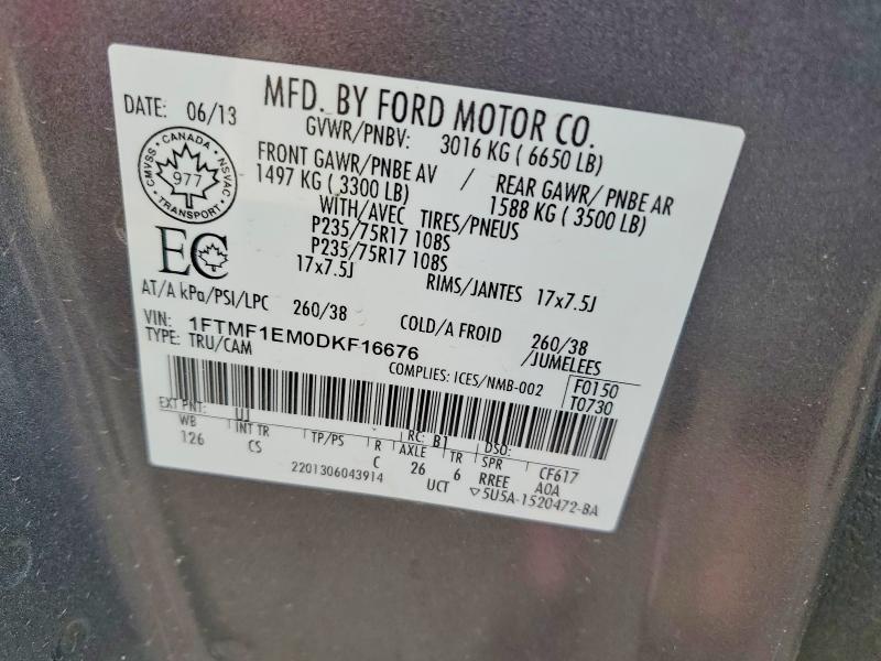 Продаж на аукціоні авто 2013 Ford F150, vin: 1FTMF1EM0DKF16676, номер лоту: 57833706