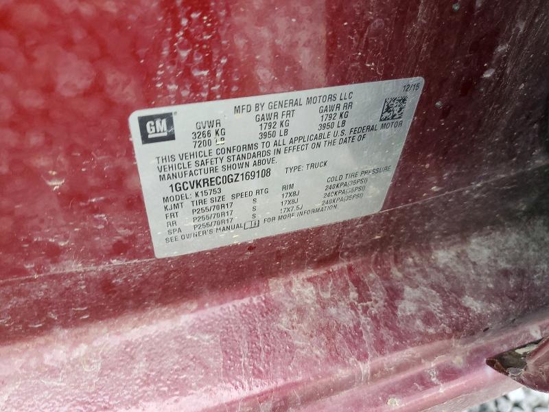 58744826 :رقم المزاد ، 1GCVKREC0GZ169108 vin ، 2016 Chevrolet Silverado مزاد بيع
