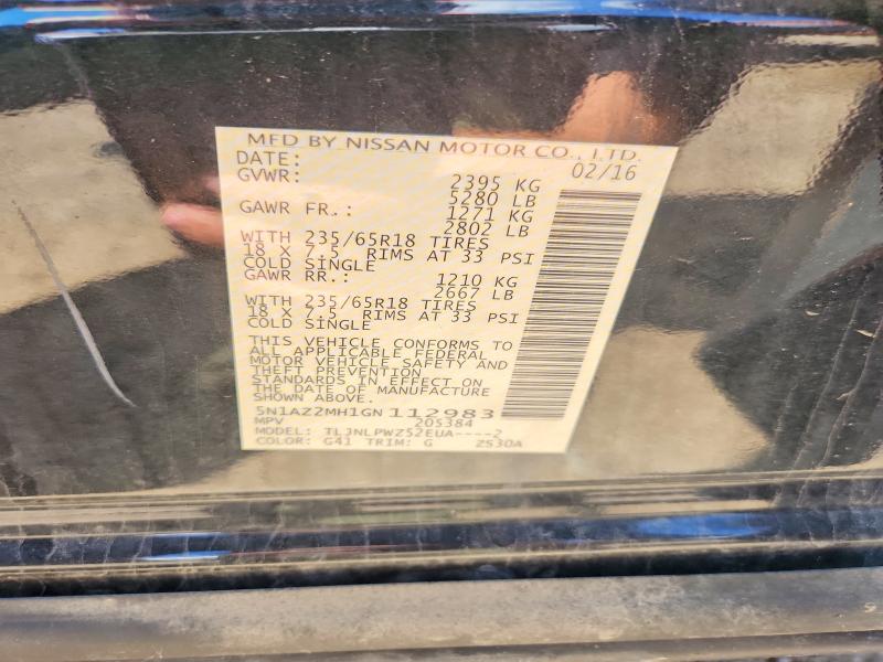 Продаж на аукціоні авто 2016 Nissan Murano, vin: 5N1AZ2MH1GN112983, номер лоту: 56763146