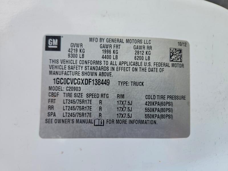Продаж на аукціоні авто 2013 Chevrolet Silverado, vin: 1GC0CVCGXDF138449, номер лоту: 59330446
