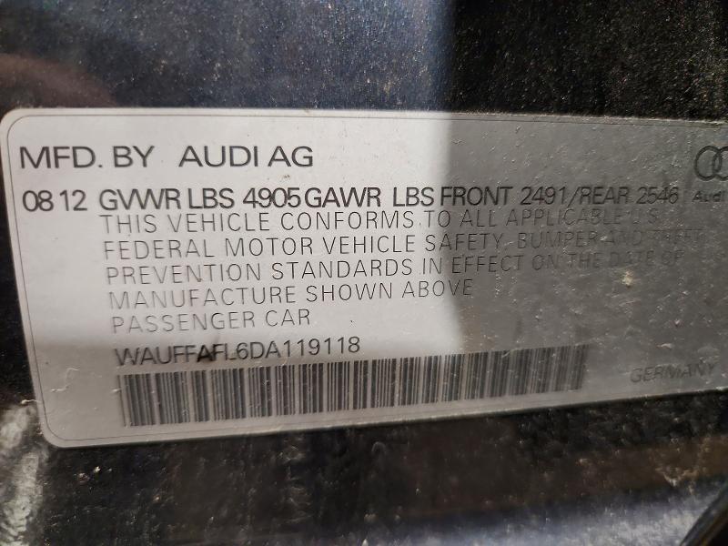 2013 Audi A4 მანქანა იყიდება აუქციონზე, vin: WAUFFAFL6DA119118, აუქციონის ნომერი: 57674466
