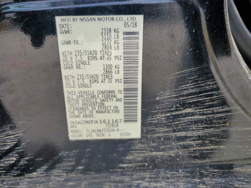 Продажа на аукционе авто 2018 Nissan Murano, vin: 5N1AZ2MG9JN161167, номер лота: 58636176