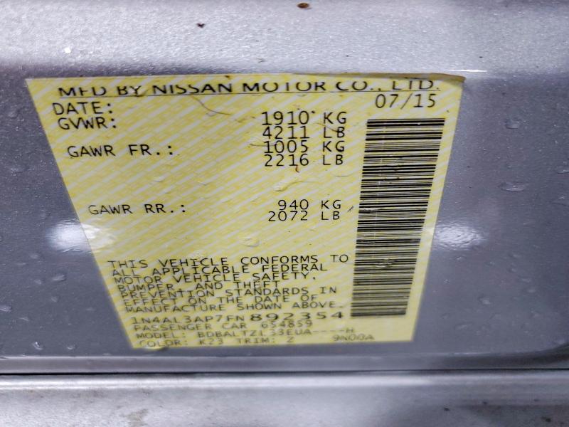 Aukcja sprzedaży 2015 Nissan Altima, vin: 1N4AL3AP7FN892354, numer aukcji: 58111226