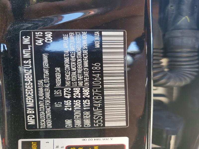 56341866 :رقم المزاد ، 55SWF4KB7FU064186 vin ، 2015 Mercedes-benz C مزاد بيع