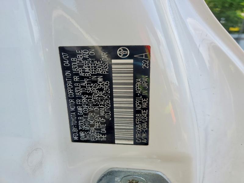 Продаж на аукціоні авто 2007 Toyota Yaris, vin: JTDJT923675123905, номер лоту: 55890316