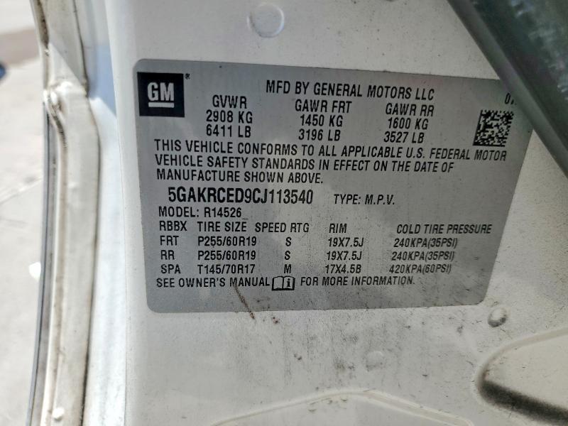 Aukcja sprzedaży 2012 Buick Enclave, vin: 5GAKRCED9CJ113540, numer aukcji: 54923366