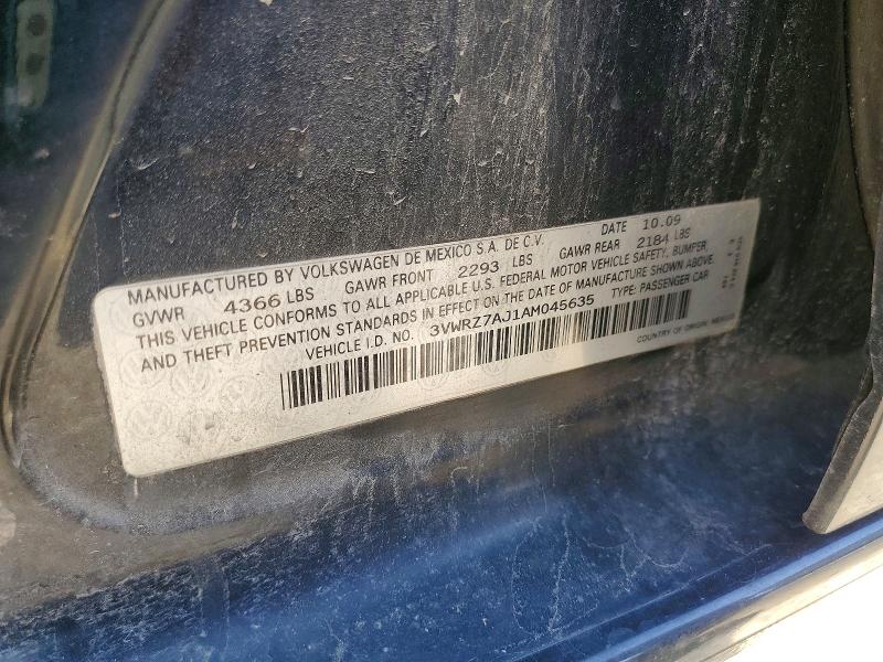 Aukcja sprzedaży 2010 Volkswagen Jetta, vin: 3VWRZ7AJ1AM045635, numer aukcji: 55860606