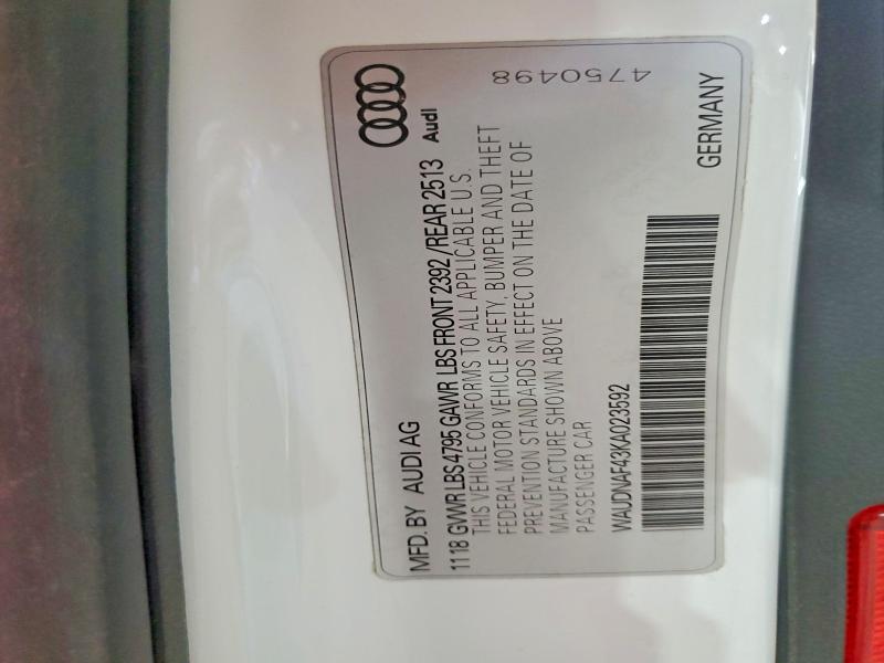 Aukcja sprzedaży 2019 Audi A4, vin: WAUDNAF43KA023592, numer aukcji: 57513836