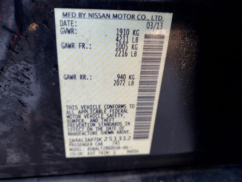 Продажа на аукционе авто 2013 Nissan Altima, vin: 1N4AL3AP7DC251312, номер лота: 55147966