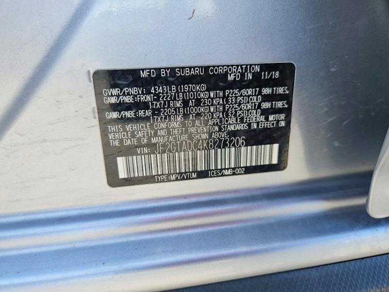 Aukcja sprzedaży 2019 Subaru Crosstrek, vin: JF2GTADC4K8273206, numer aukcji: 55935086