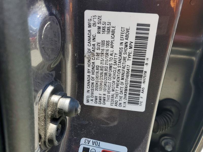 57596296 :رقم المزاد ، 2HKRM4H37FH696417 vin ، 2015 Honda Cr-v مزاد بيع