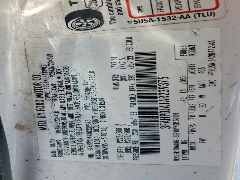 Aukcja sprzedaży 2010 Ford Fusion, vin: 3FAHP0JA1AR239375, numer aukcji: 58521466