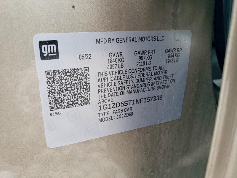 Продажа на аукционе авто 2022 Chevrolet Malibu, vin: 1G1ZD5ST1NF157338, номер лота: 56313256