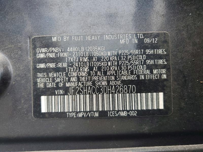 Продаж на аукціоні авто 2013 Subaru Forester, vin: JF2SHACC3DH426870, номер лоту: 57676736