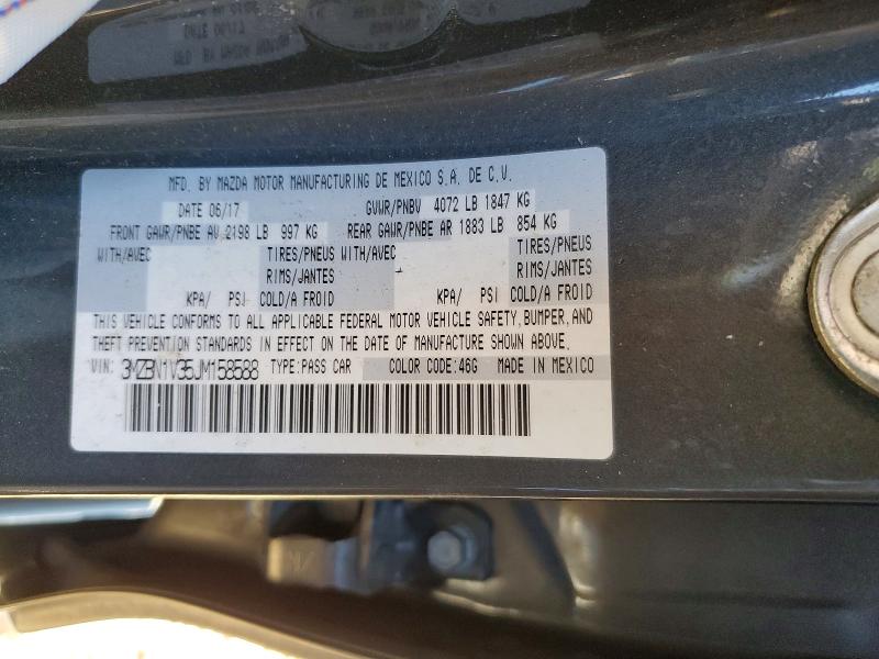 Продажа на аукционе авто 2018 Mazda 3, vin: 3MZBN1V35JM158588, номер лота: 58332316