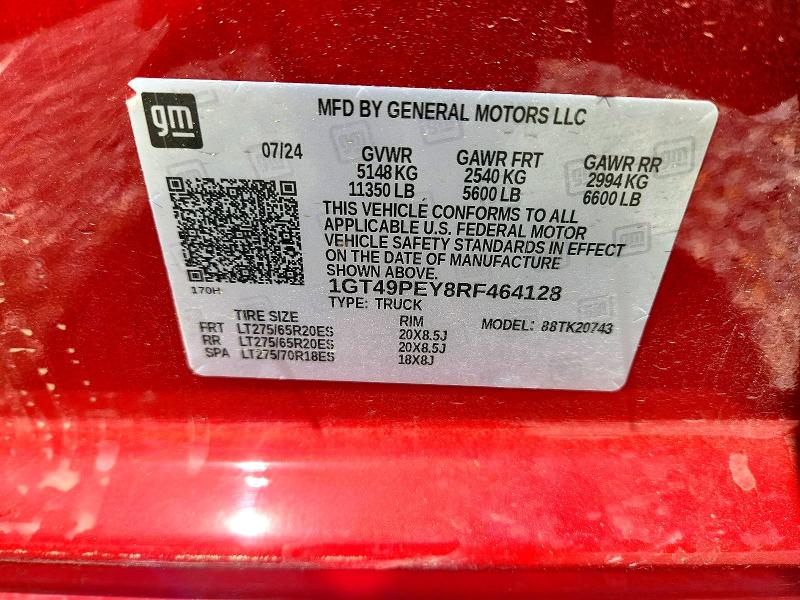 2024 Gmc Sierra მანქანა იყიდება აუქციონზე, vin: 1GT49PEY8RF464128, აუქციონის ნომერი: 57068886