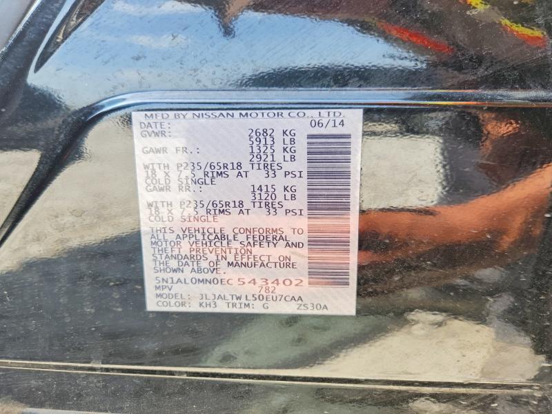Aukcja sprzedaży 2014 Infiniti Qx60, vin: 5N1AL0MN0EC543402, numer aukcji: 58326026